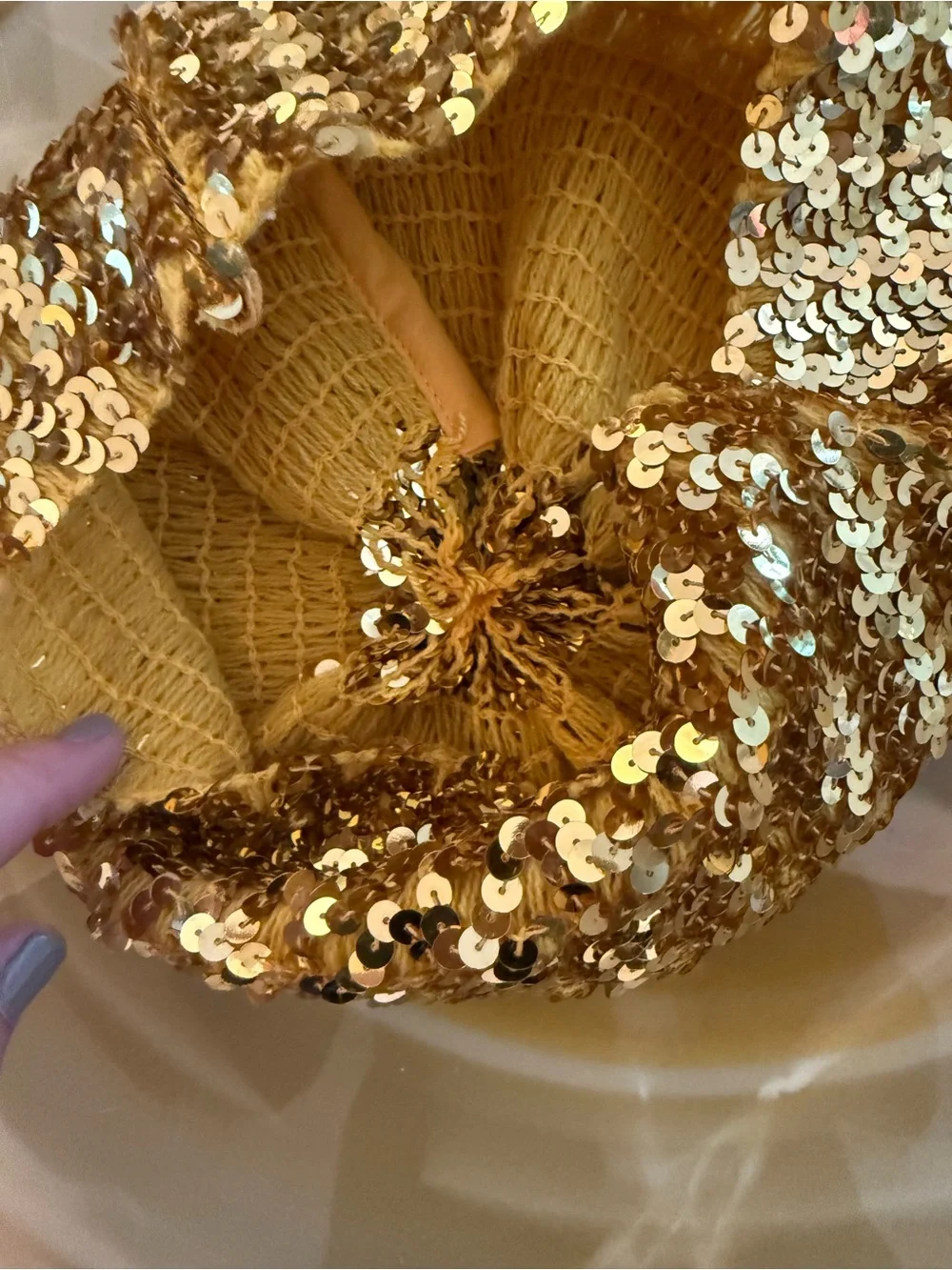 Gold Sequin Party Hat - handcrafted Headpiece